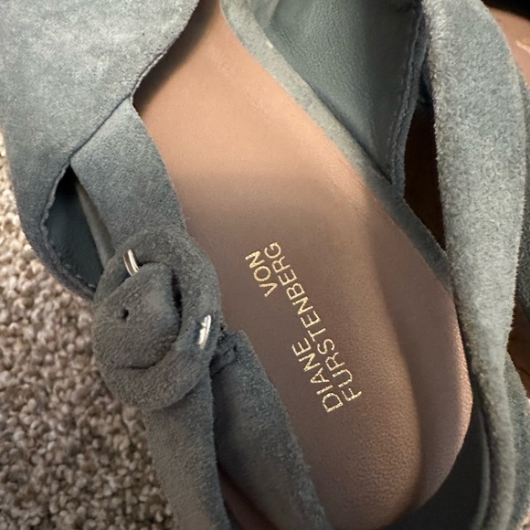 Diane Von Furstenberg Juno Wedge Sandals, Blue Suede, Womens 9 - Picture 4 of 8